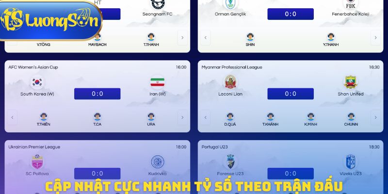 Cập nhật cực nhanh tỷ số theo trận đấu đang diễn ra